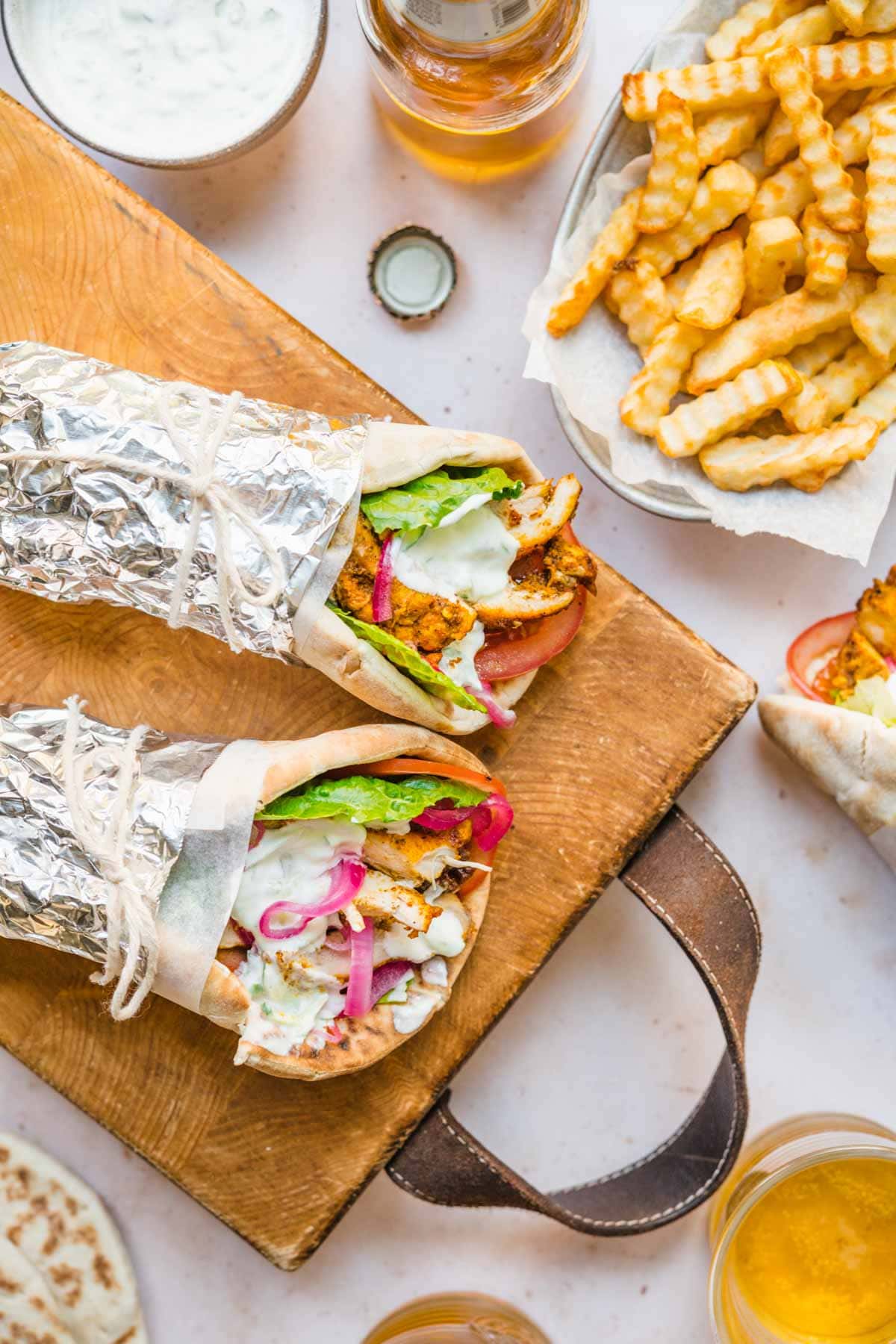 Chicken Shawarma wraps in tin foil