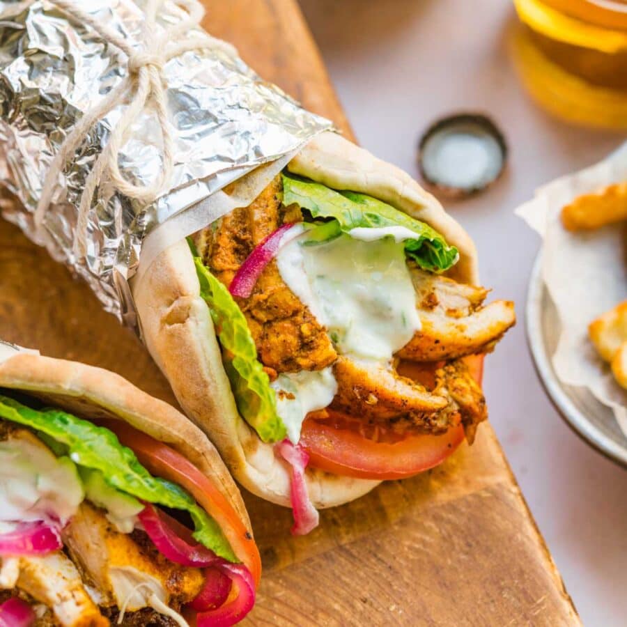 Chicken Shawarma wraps in tin foil