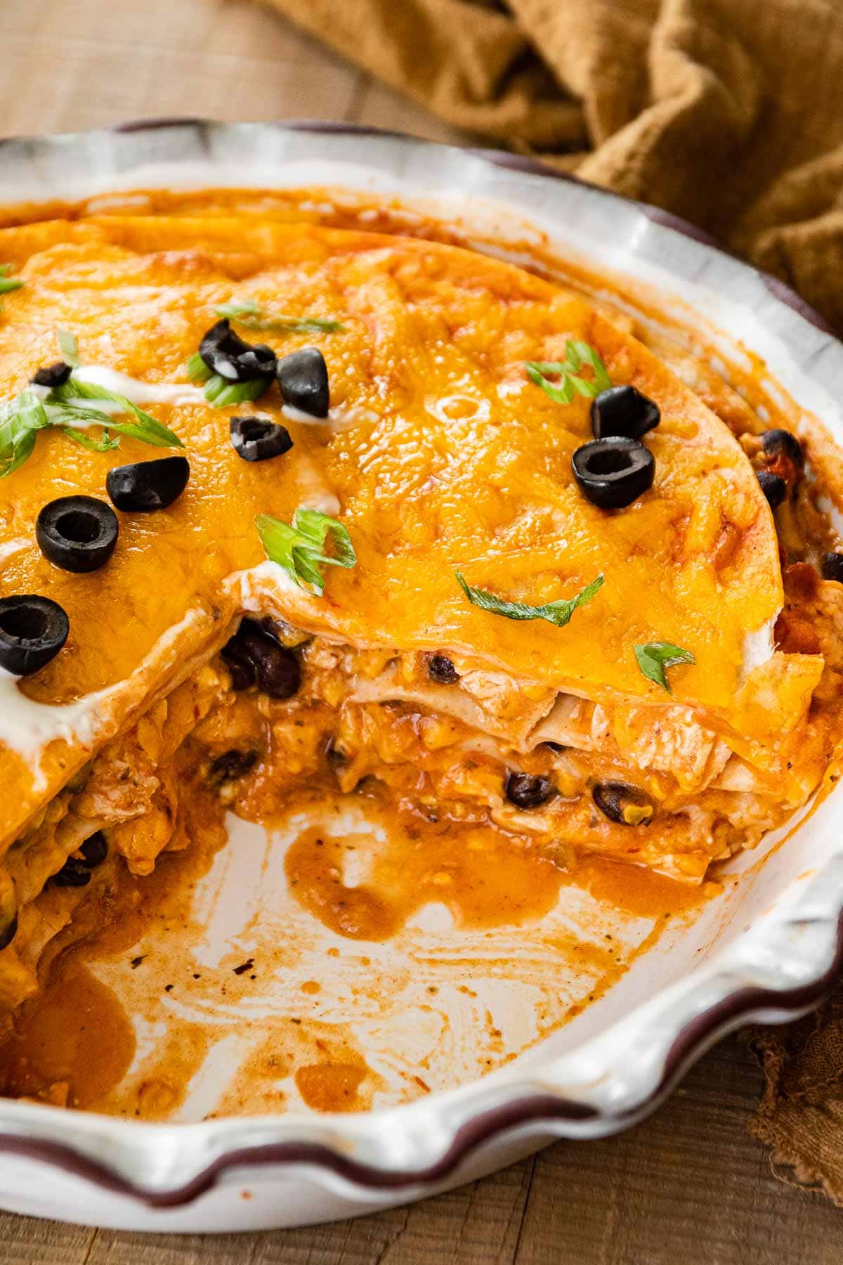 Chicken Tortilla Pie in baking dish