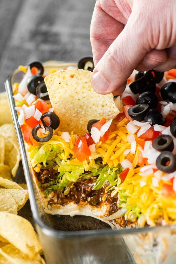 Creamy Layer Taco Dip Recipe [VIDEO] - Dinner, then Dessert