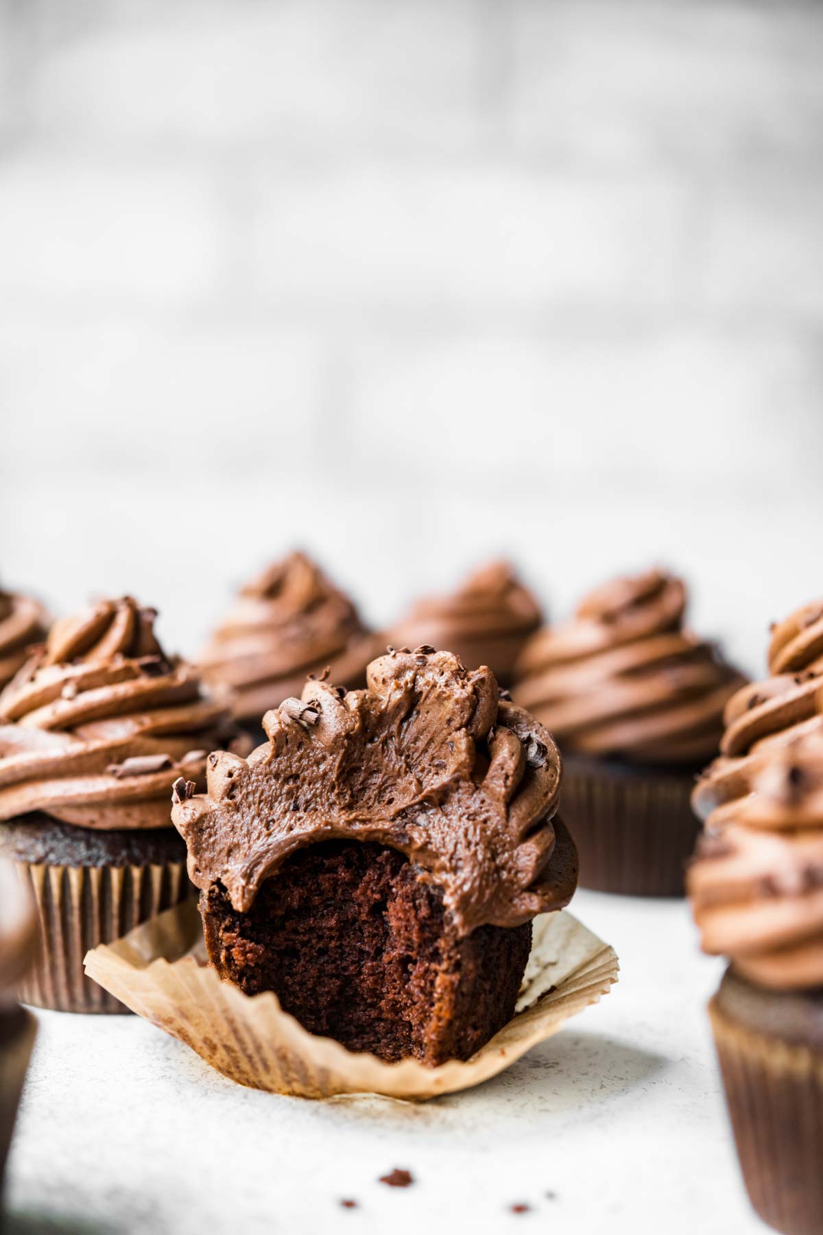 Dark Chocolate Cupcake bit in half