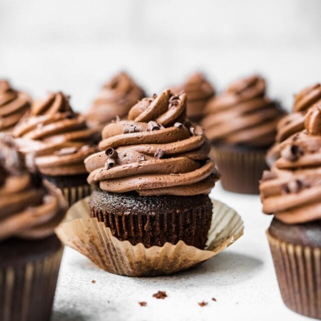 Dark Chocolate Cupcakes on cutting board