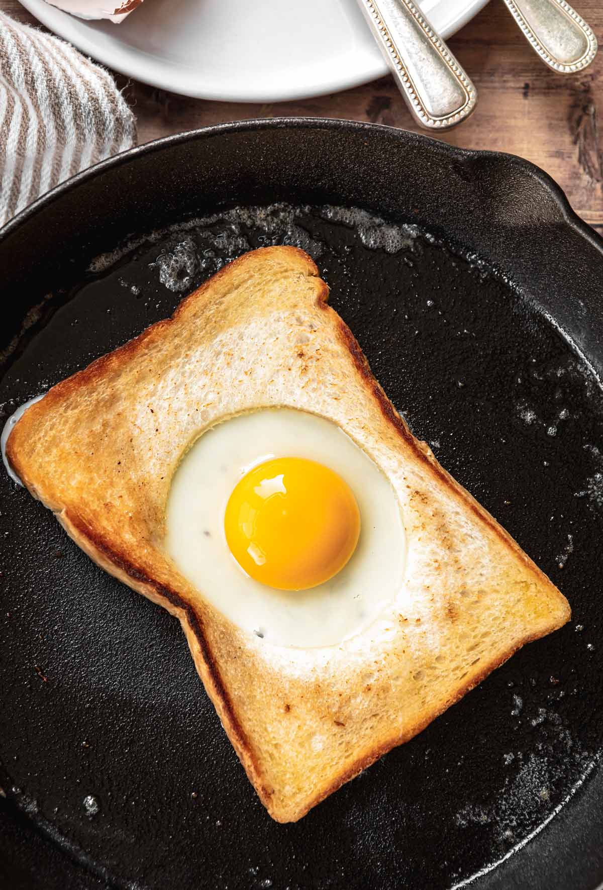 Egg in a Hole in frying pan
