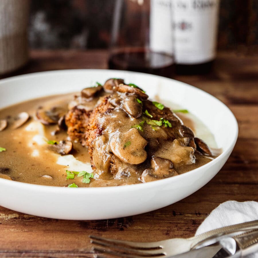 Hamburger Steaks with Mushroom Gravy Recipe Dinner, then Dessert