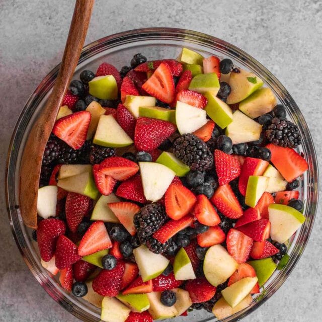 Honey Lime Berry Fruit Salad in bowl