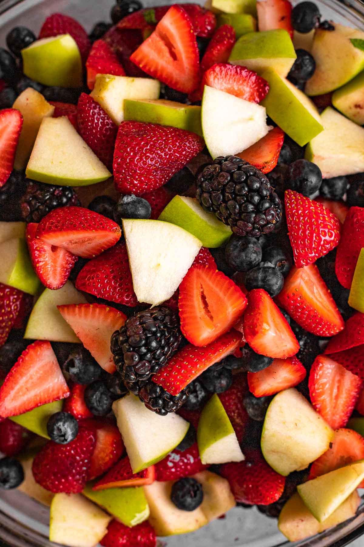 Close up of Honey Lime Berry Fruit Salad