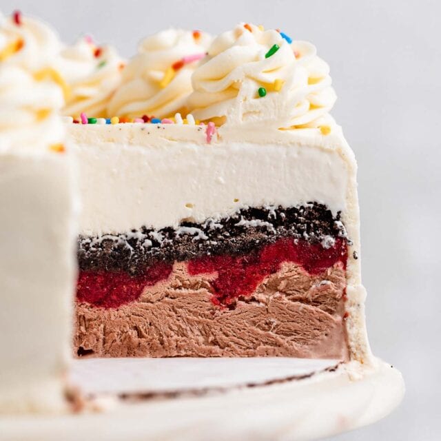 Ice Cream Cake with slice missing