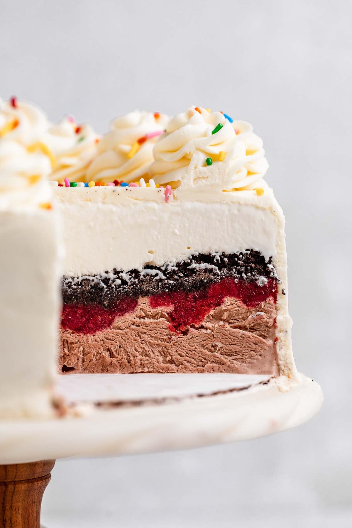 Ice Cream Cake with slice missing