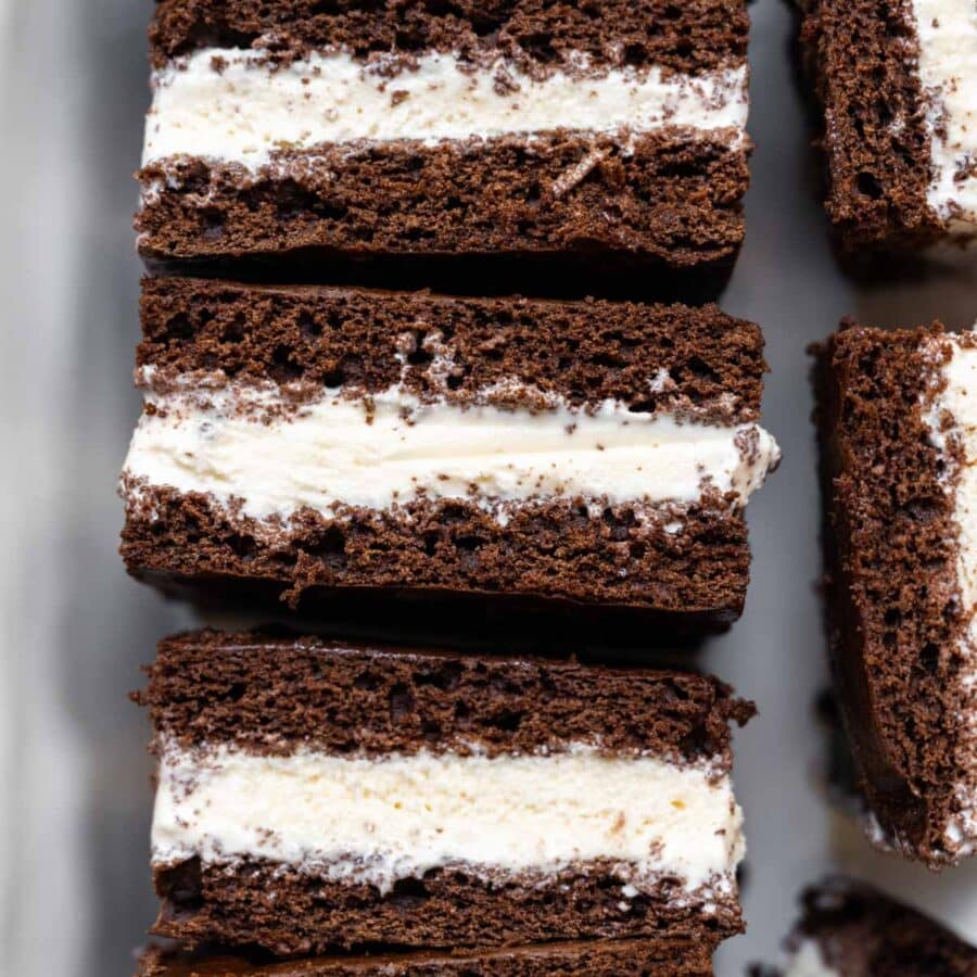 Ice Cream Sandwiches sliced for serving