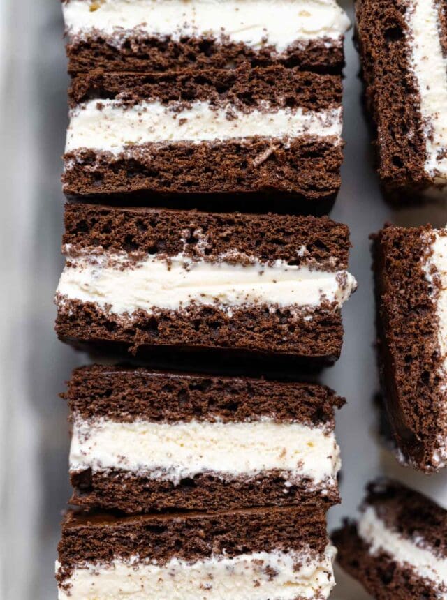 Ice Cream Sandwiches sliced for serving