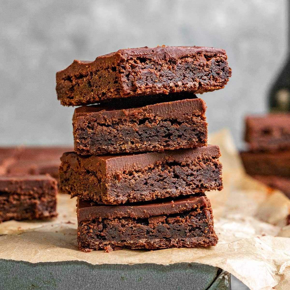 Irish Cream Brownies four stacked on each other