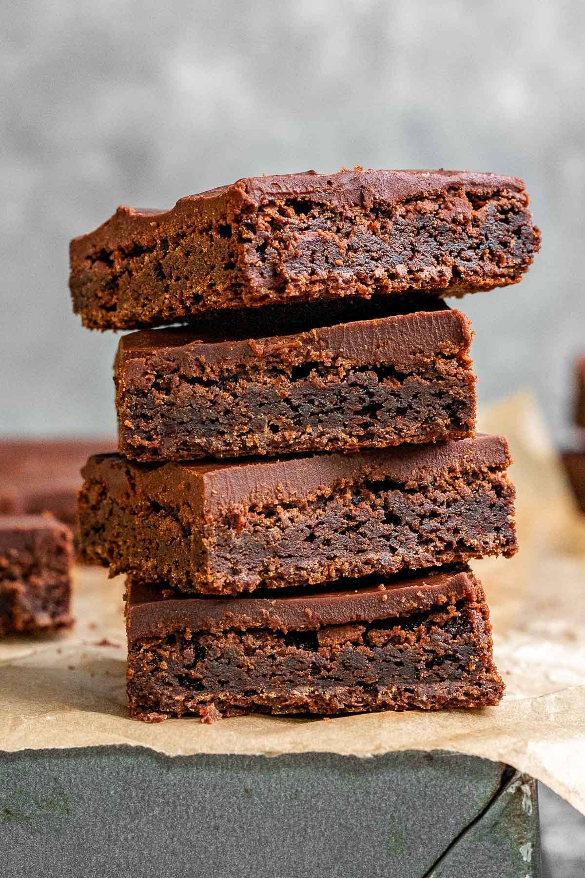 Irish Cream Brownies four stacked on each other