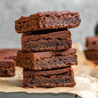 Irish Cream Brownies four stacked on each other