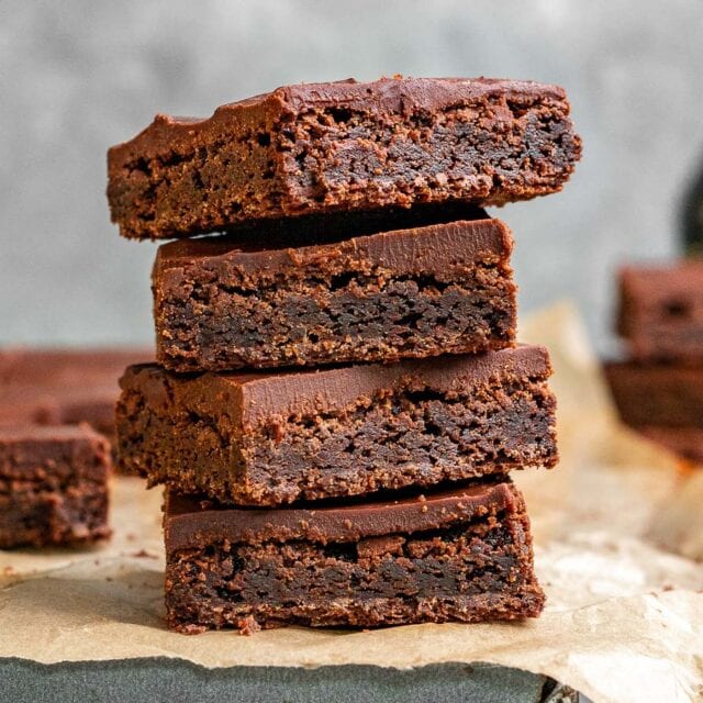 Irish Cream Brownies four stacked on each other