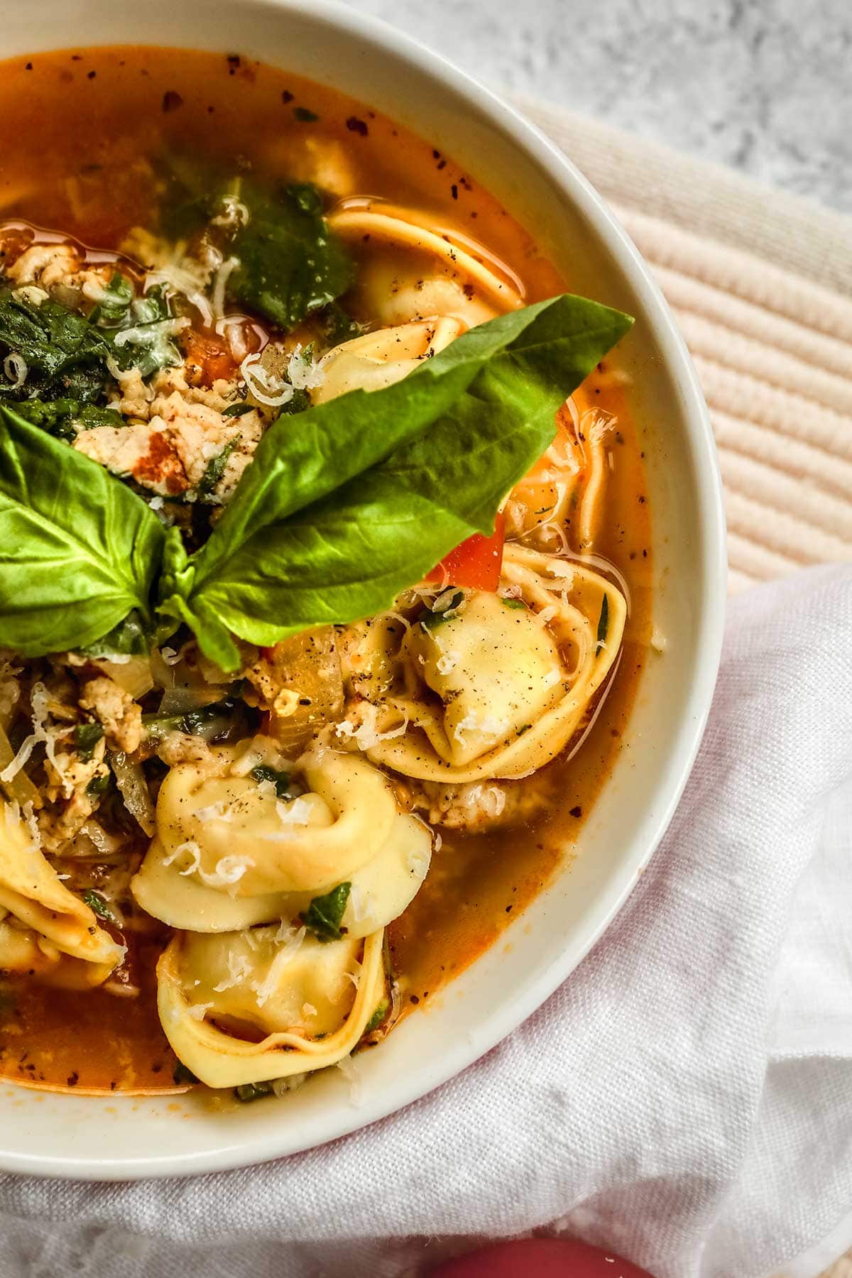 Italian Sausage Tortellini Soup in bowl