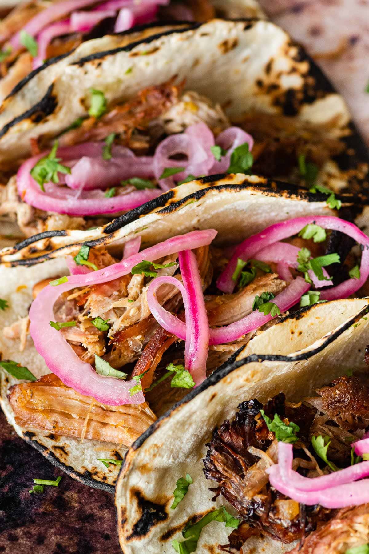 Pickled Red Onions served on chicken tacos