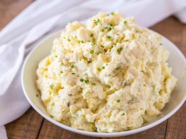 In a white serving dish