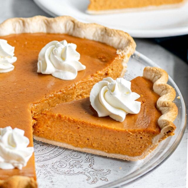 5 Ingredient Pumpkin Pie with whipped cream