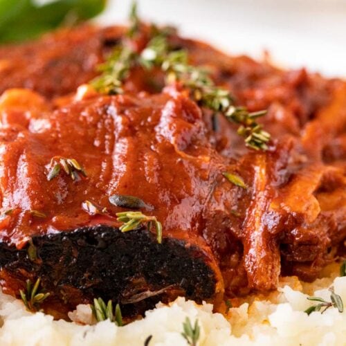 Red Wine Braised Short Ribs on serving plate