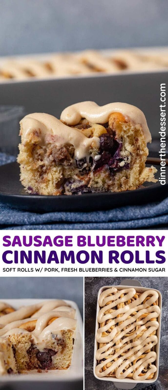 Sausage Blueberry Cinnamon Rolls collage