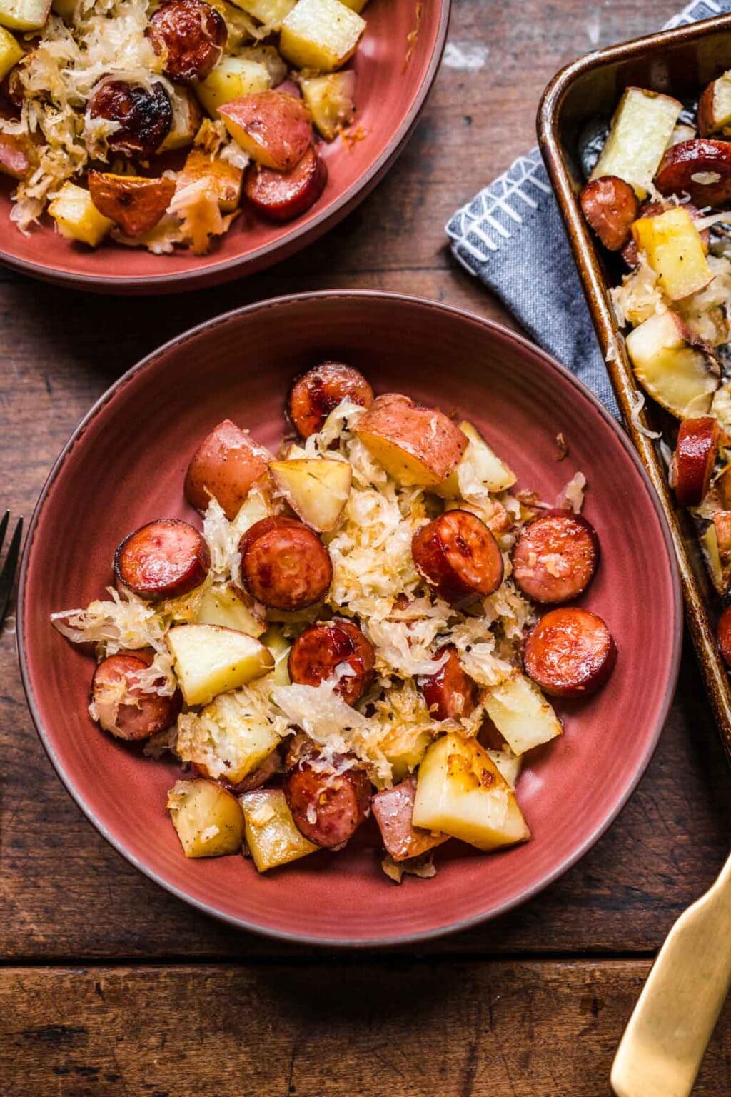 Sheet Pan Sausage and Sauerkraut Recipe Dinner, then Dessert