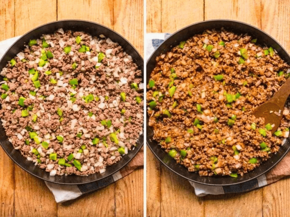 Side by side meat mixture