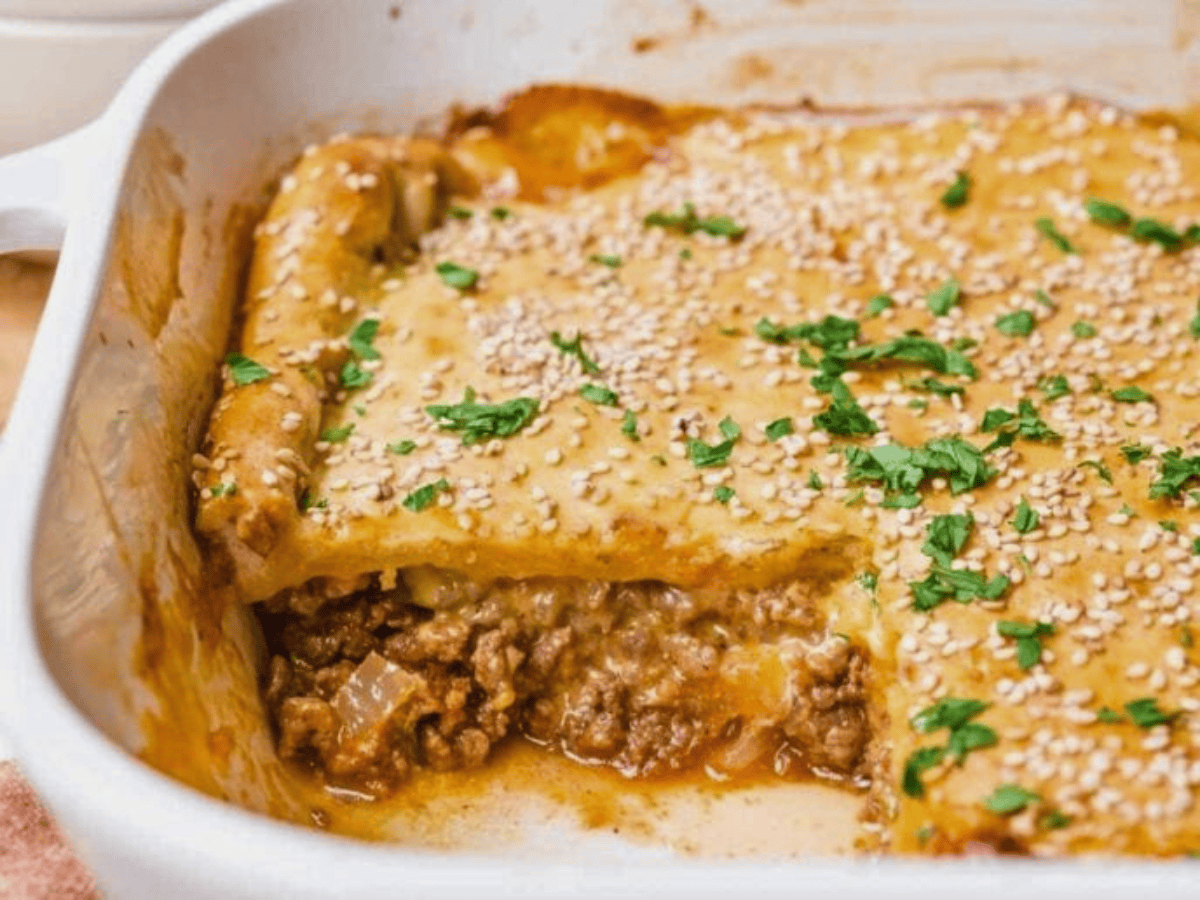 Piece taken out of beef casserole