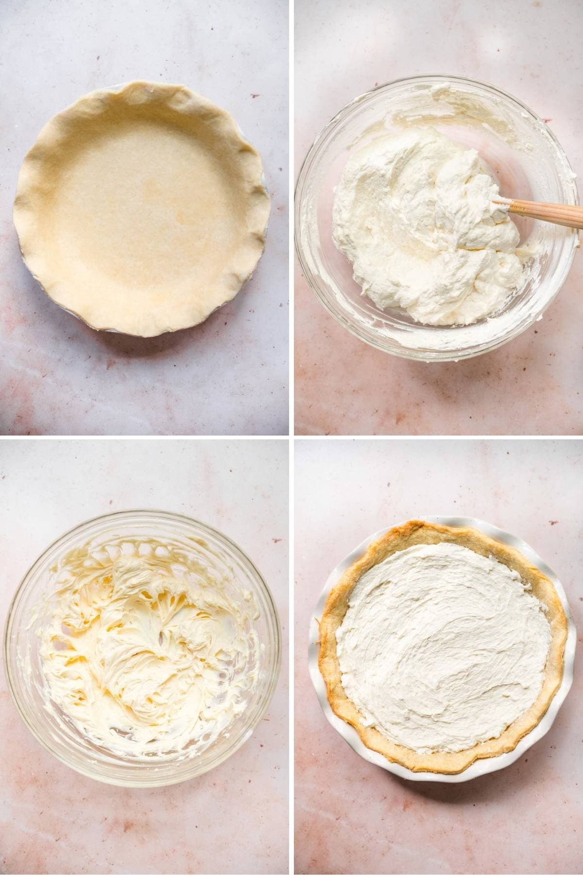 Strawberry Cream Cheese Pie pie crust and filling prep steps