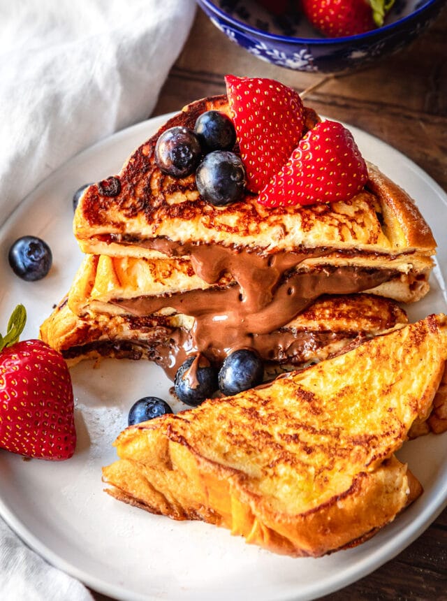 Stuffed Nutella French Toast with berries on top