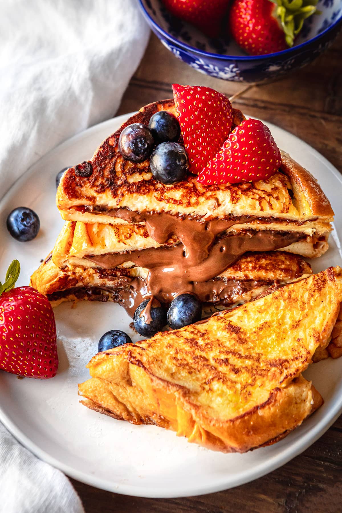 Stuffed Nutella French Toast with berries on top
