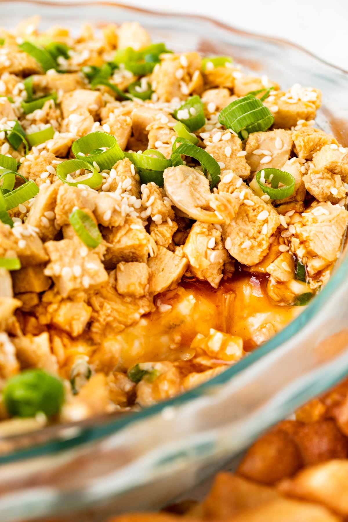 Sweet and Sour Chicken Dip in serving bowl