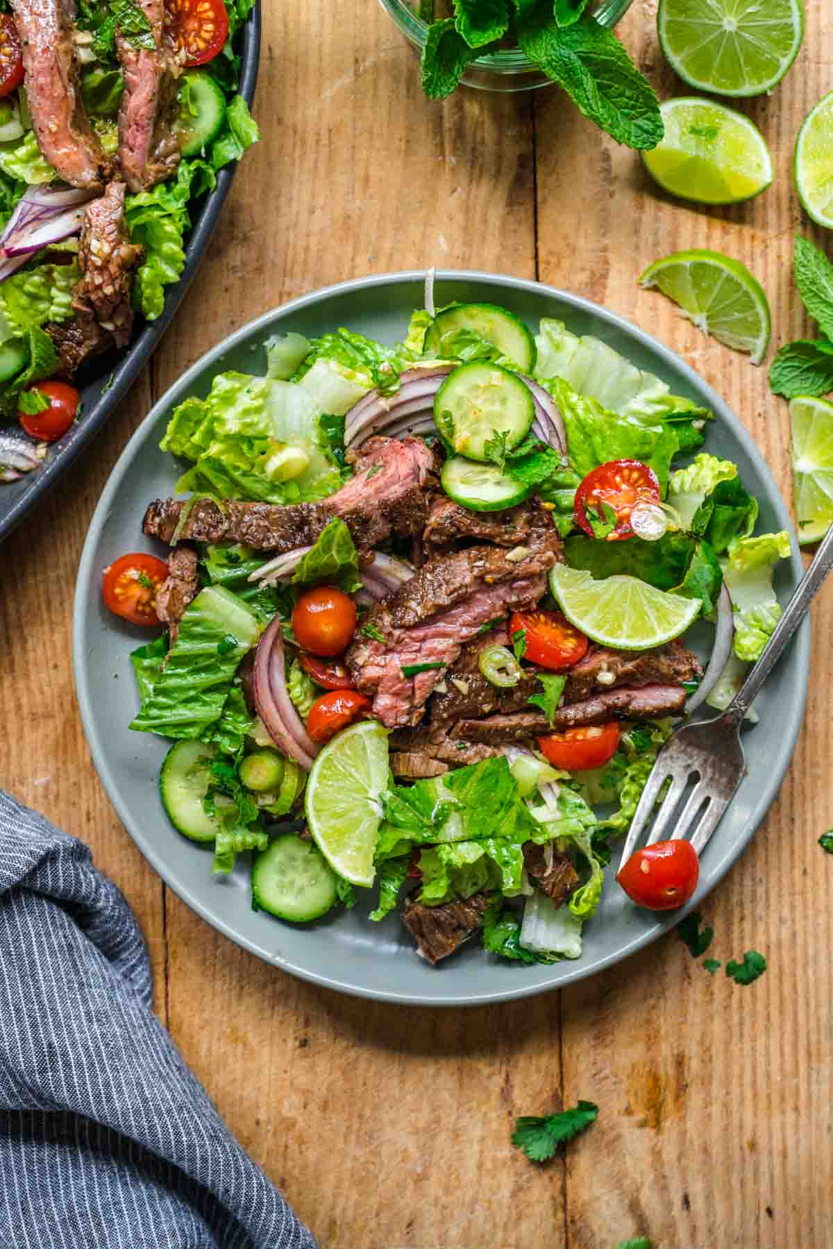 Thai Beef Salad serving on plate