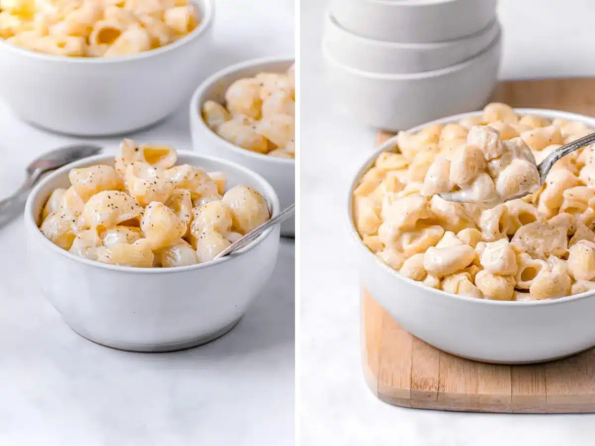 finished bowls of pasta 