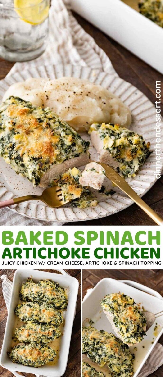 Baked Spinach Artichoke Chicken collage