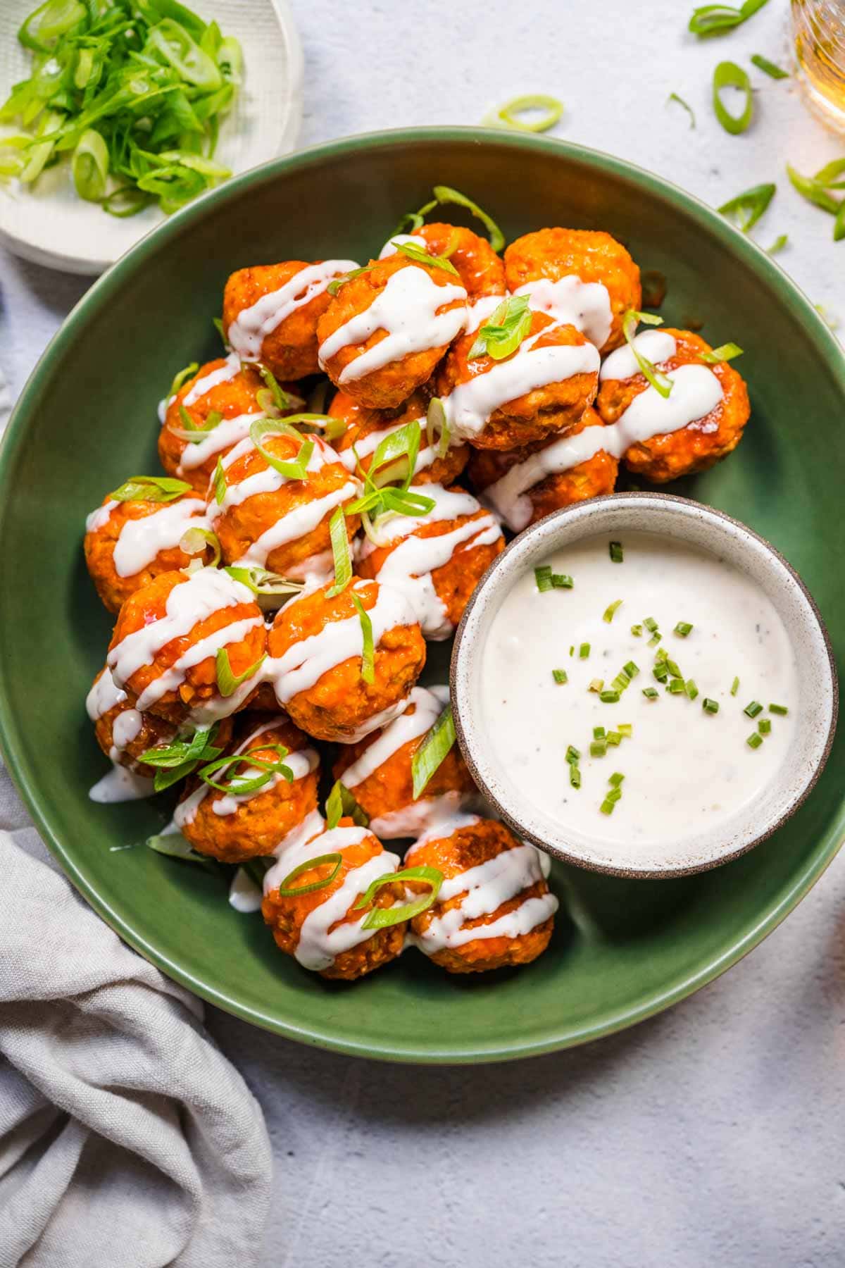 Buffalo Chicken Meatballs on serving plate