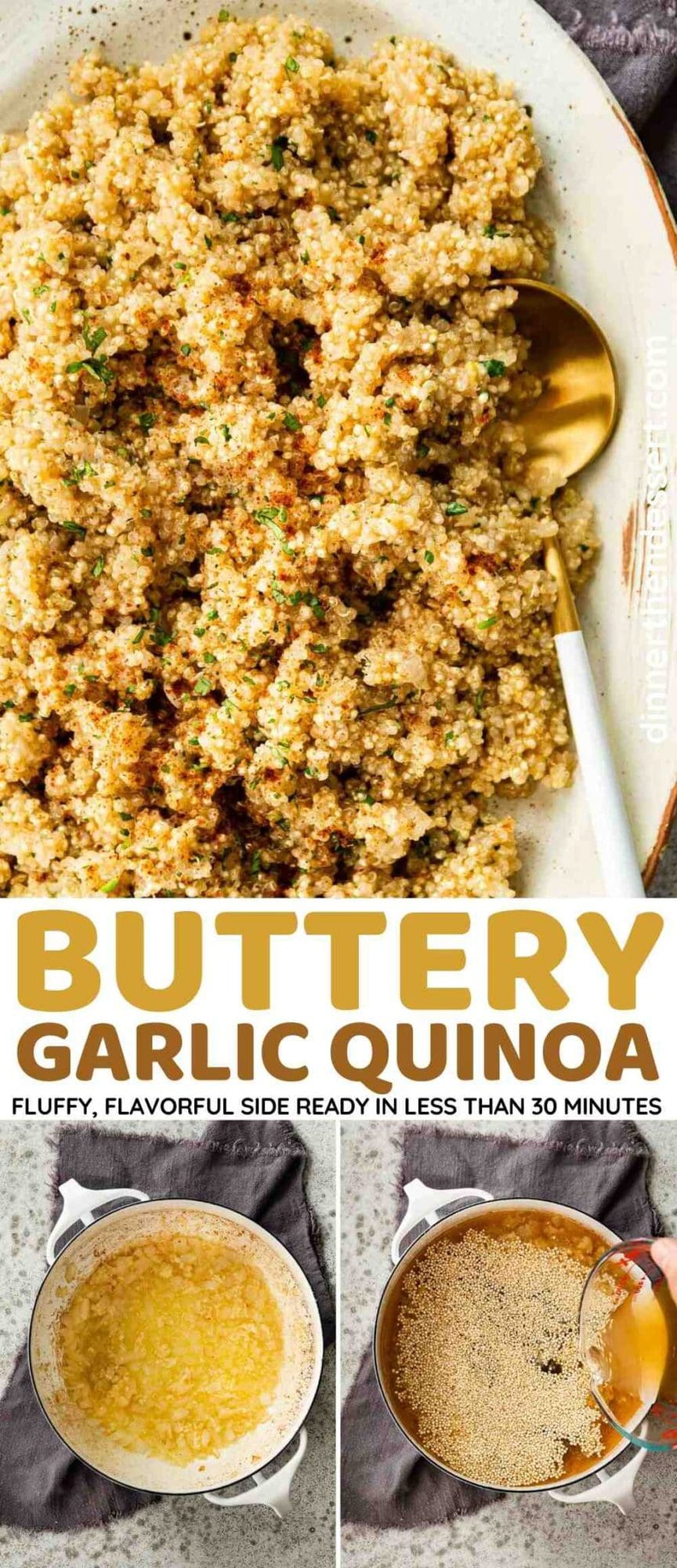 Buttery Garlic Quinoa Recipe - Dinner, then Dessert