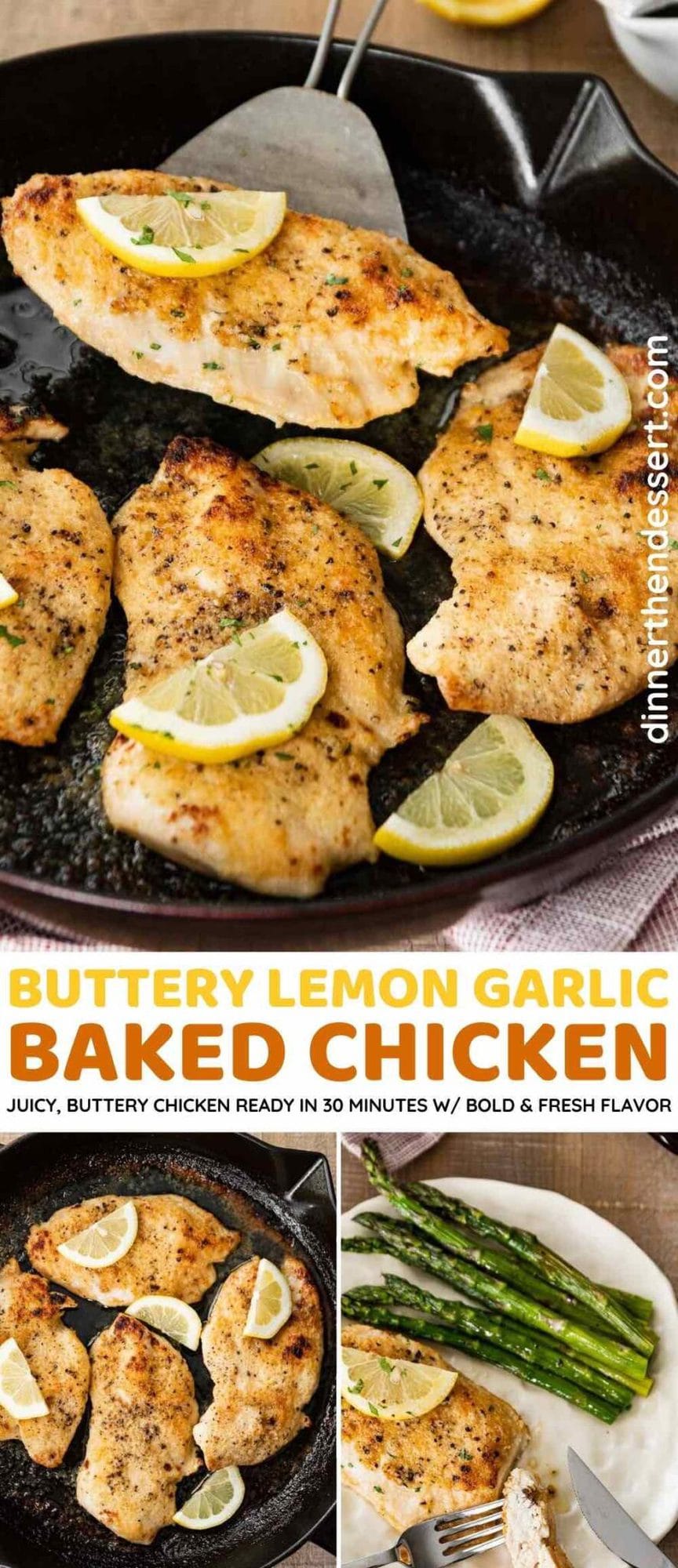 Buttery Lemon Garlic Baked Chicken Recipe - Dinner, then Dessert