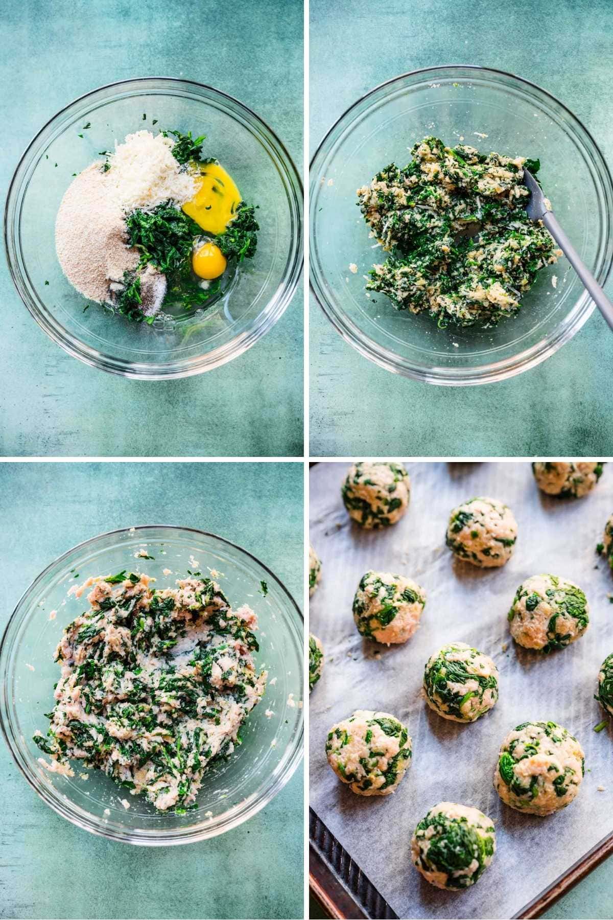 Chicken Florentine Meatballs collage