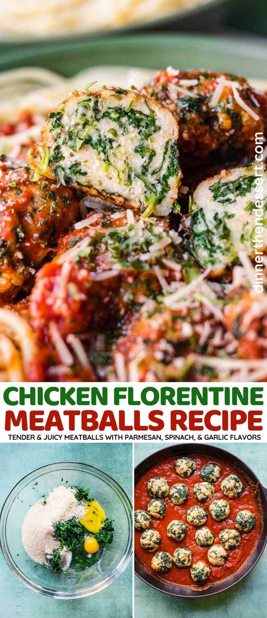Chicken Florentine Meatballs collage