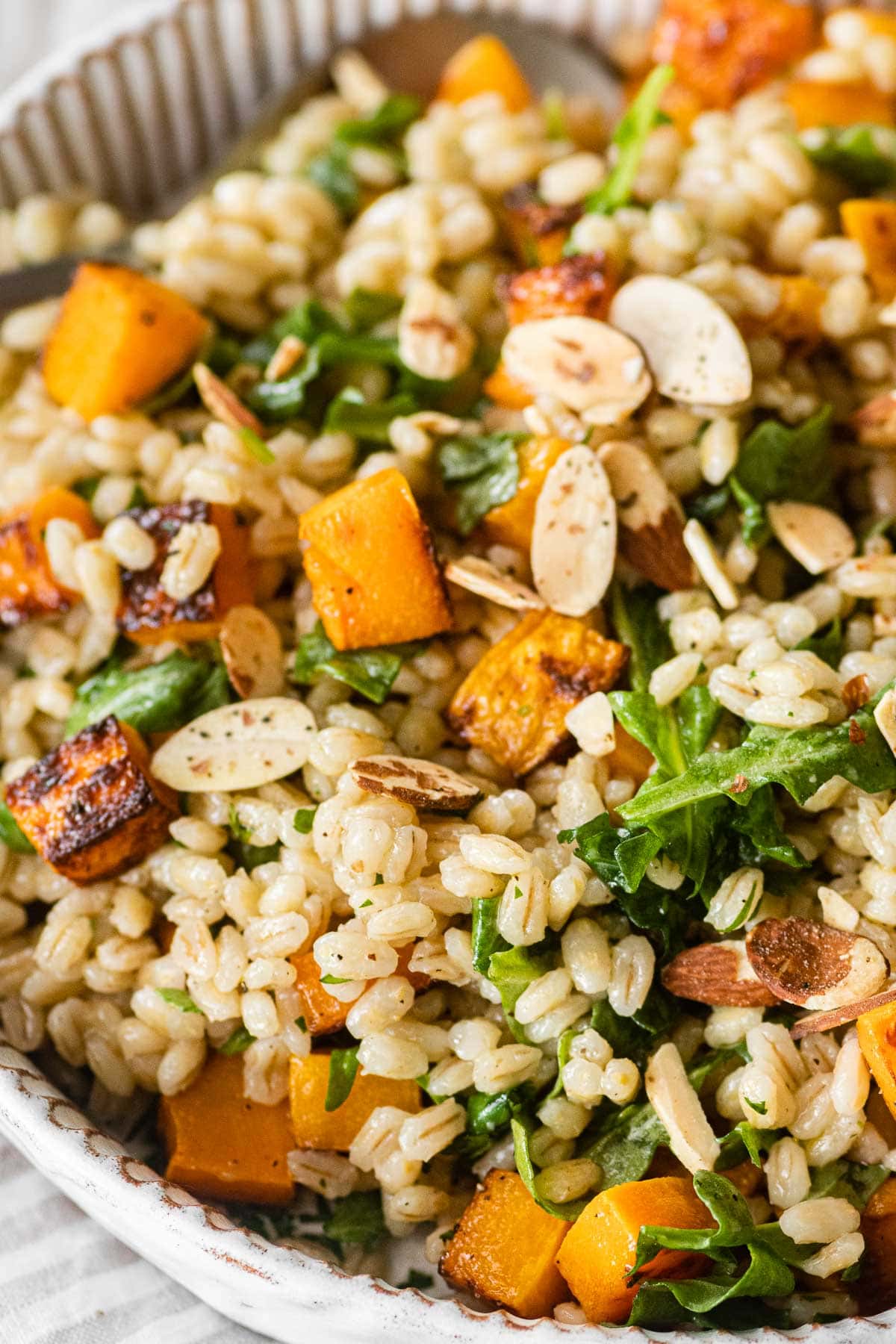 Cooked Barley with salad ingredients