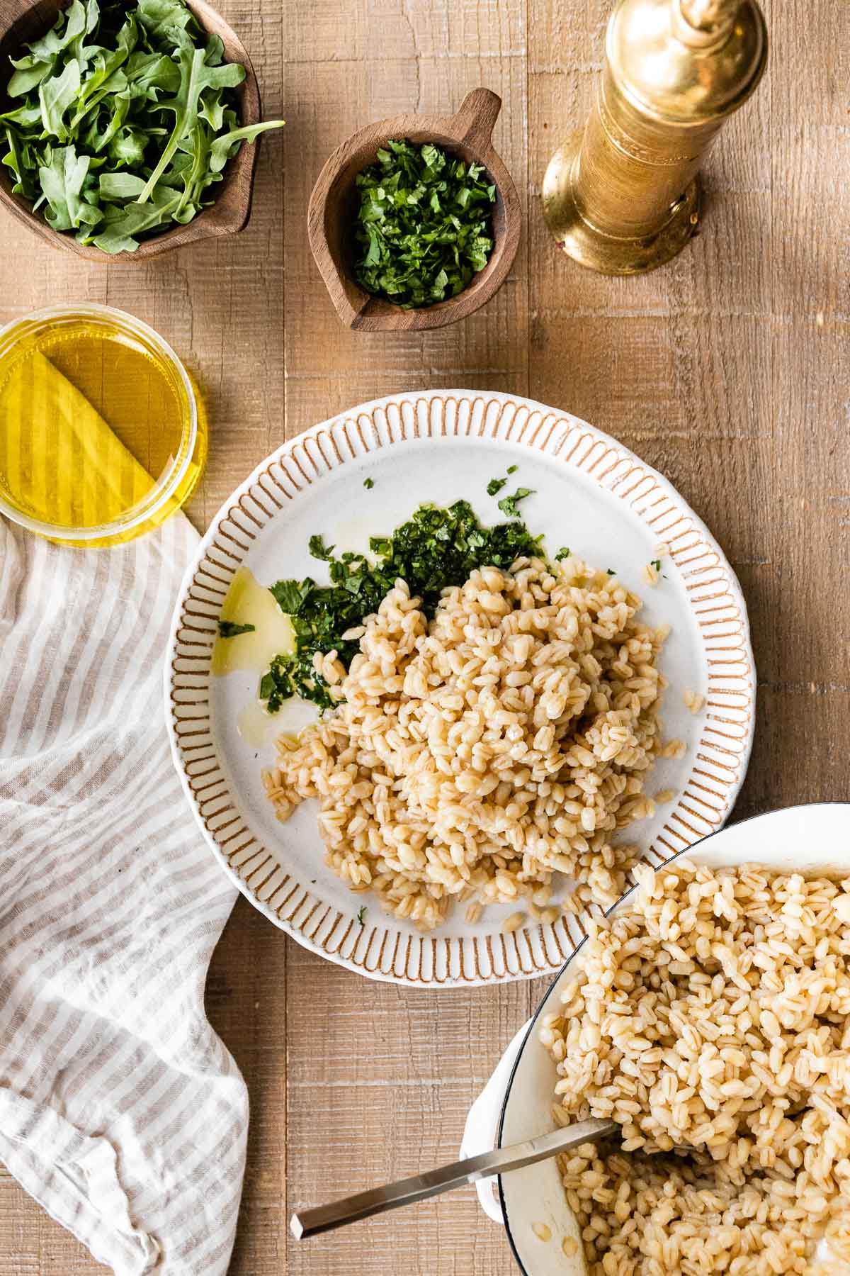 Cooked Barley on dinner plate