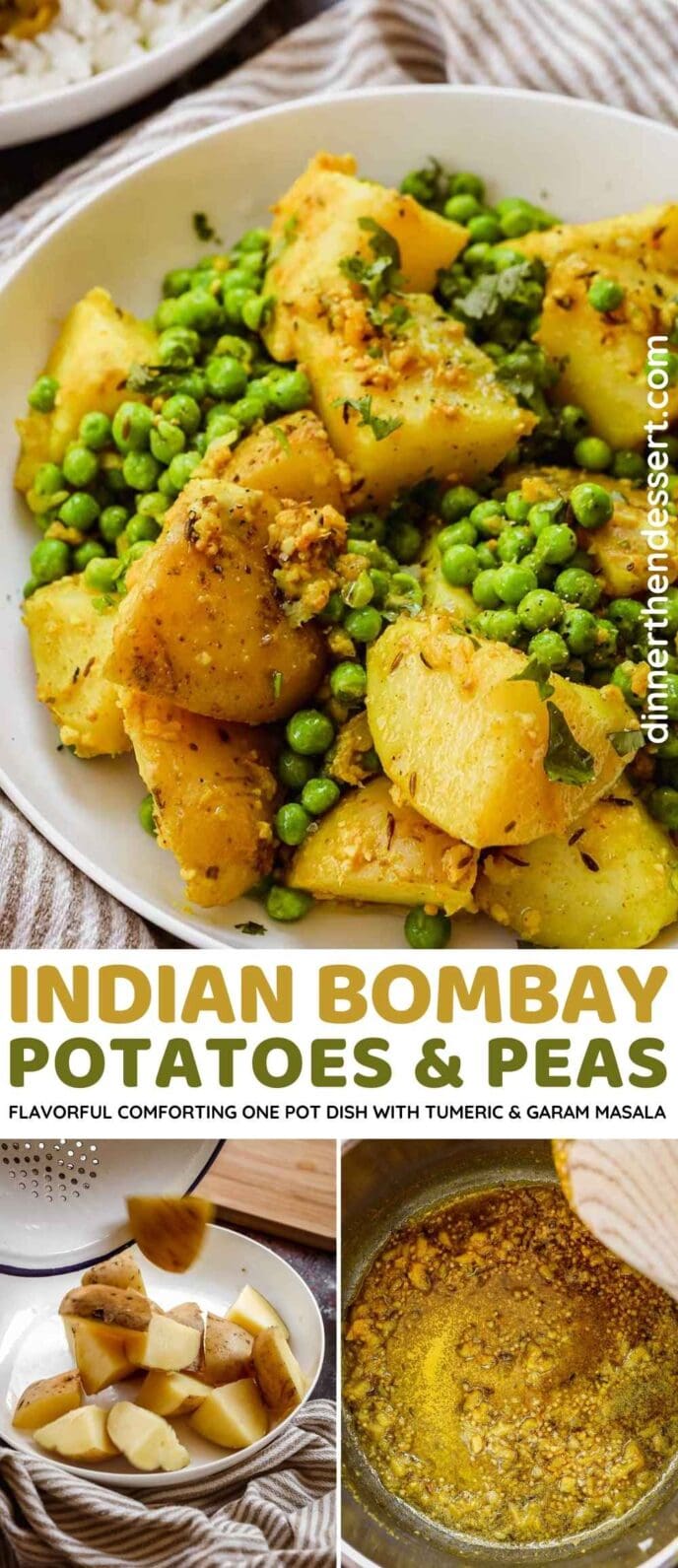 Indian Bombay Potatoes and Peas Collage