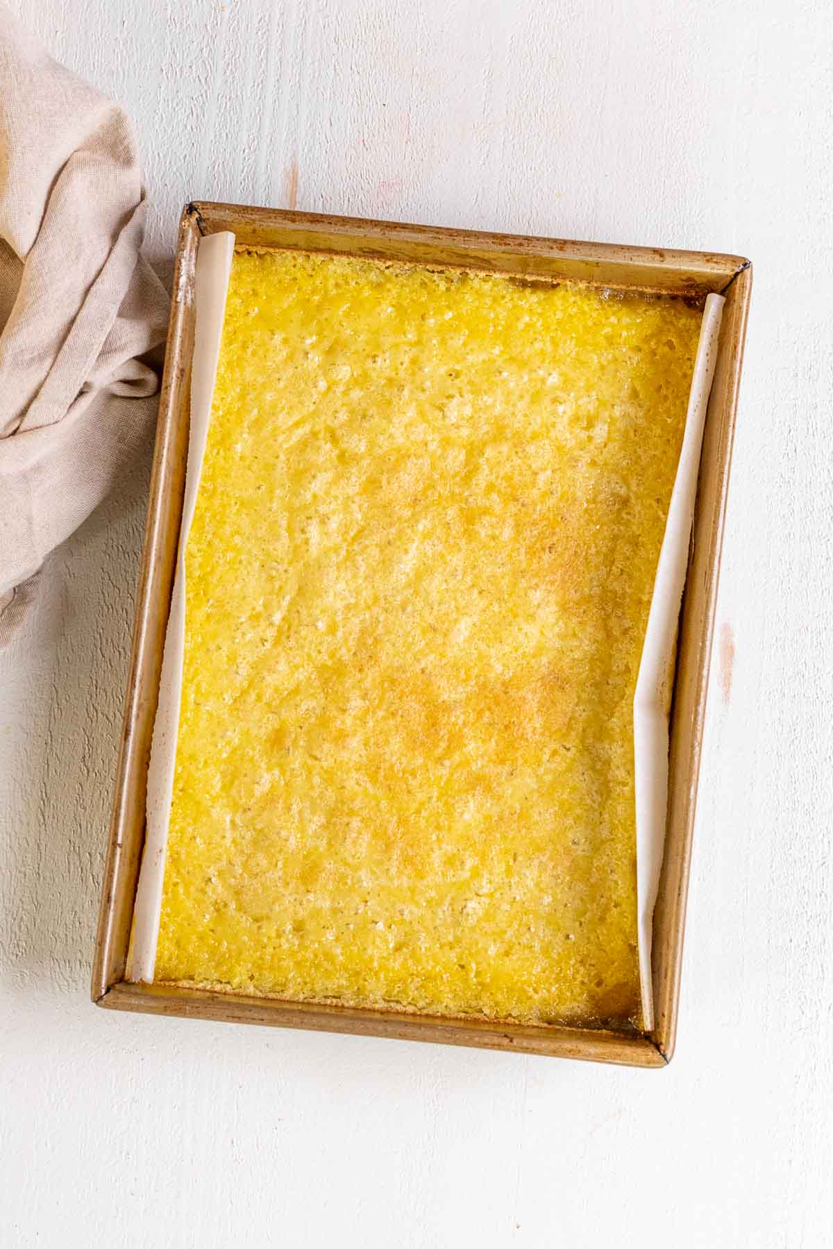 Baked Lemon Shortbread Bars before topping with sour cream mixture