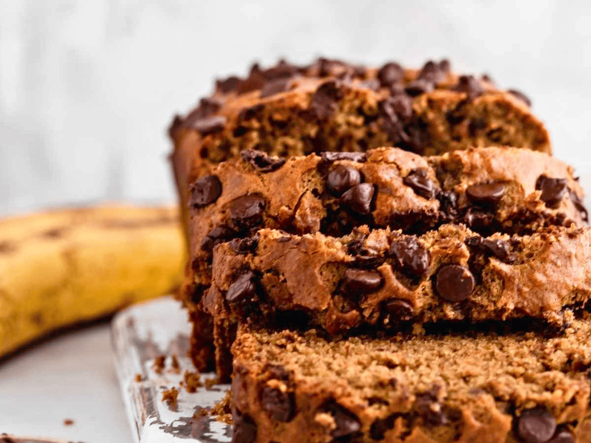 slices of chocolate coffee bread leaning against one another