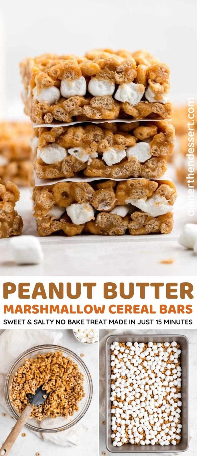 Peanut Butter Marshmallow Cereal Bars Collage
