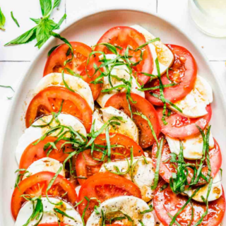 Tomato, cheese and herb garnish