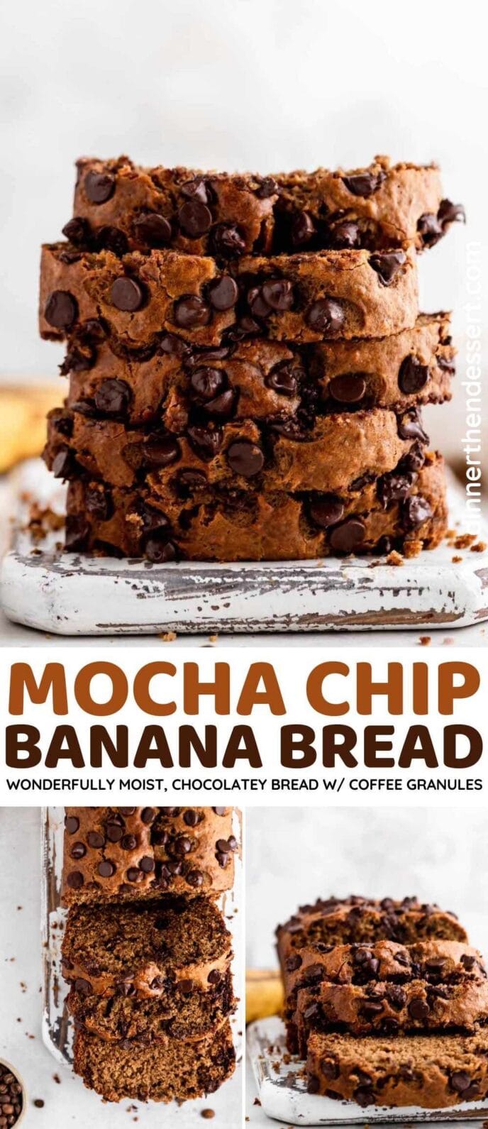 Mocha Chip Banana Bread collage