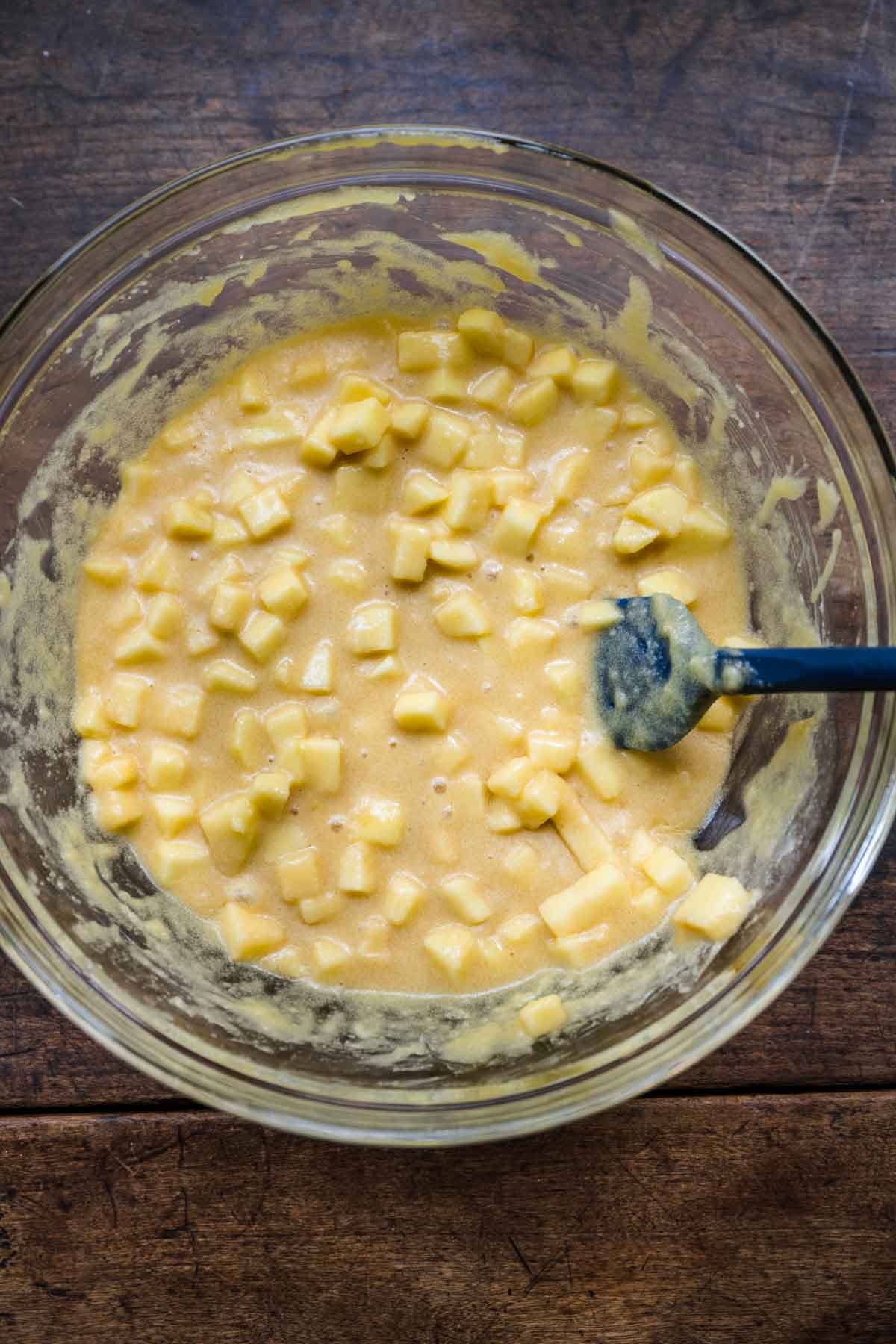 Apple Brownie Bars batter in large mixing bowl