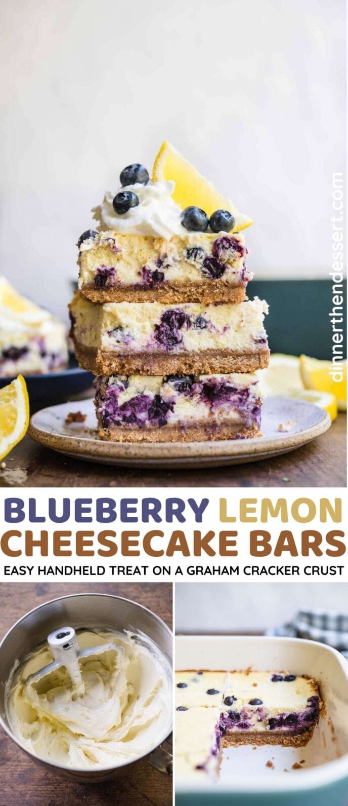 Blueberry Lemon Cheesecake Bars collage
