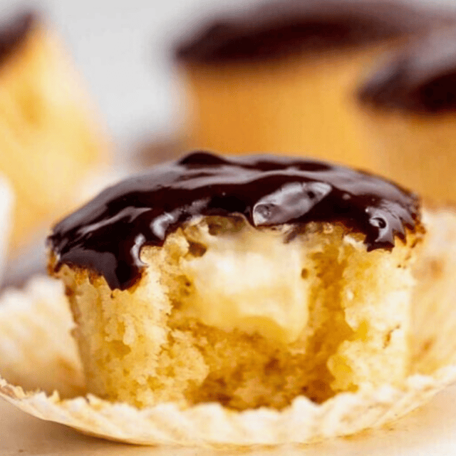Side view of cupcake with bite taken